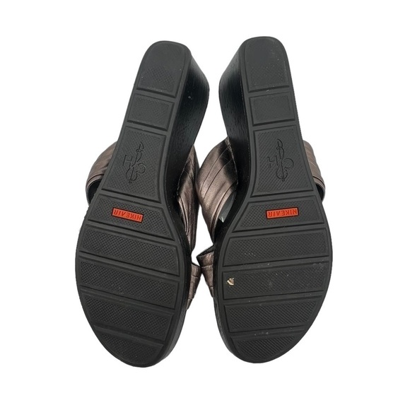 Cole Haan Bronze Metallic Criss Cross Strap Thong Wedge Sandals Size 11 Women’s - Picture 10 of 10